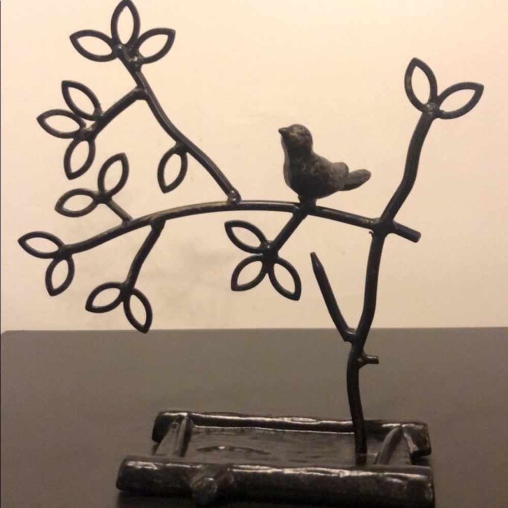 Jewelry tree with bird for hanging earrings, etc.